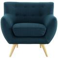 Primewir Remark Armchair in Tufted Azure Fabric with Natural Finish Wood Legs EEI-1631-AZU